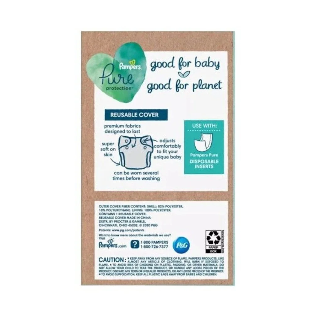 NEW Pampers Pure Hybrid Reusable Cloth Diaper Cover, One Sz - PACK OF 10, Floral